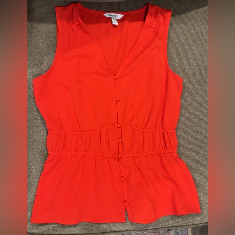 Nine West Red Sleeveless Blouse